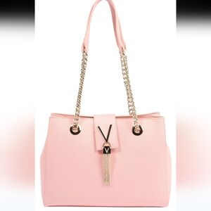 Mario Valentino Pink Shoulder Bag with Gold Chain
